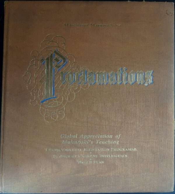 Maharishi mahesh yogi Proclamations Global appreciation of maharishi's teaching