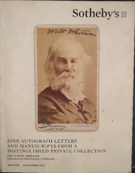 Sotheby's fine autograph letters and manuscripts from a distinguished private collection , part II