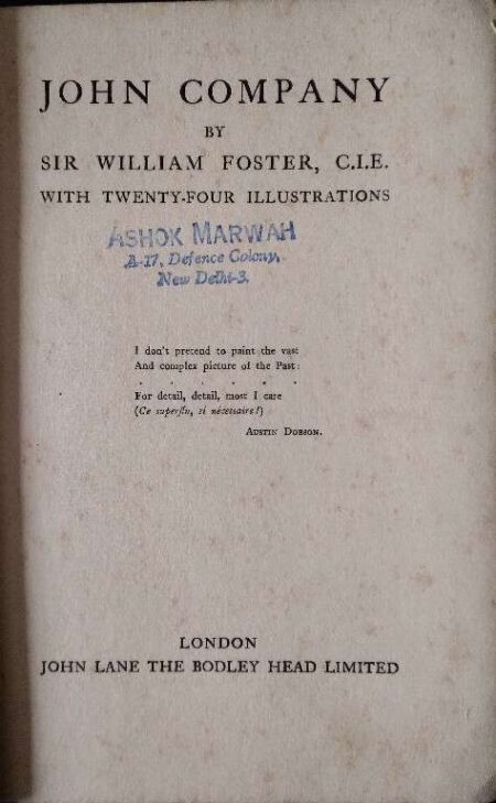JOHN COMPANY BY SIR WILLAM FOSTER, C.I.E. WITH TWENTY-FOUR ILLUSTRATIONS