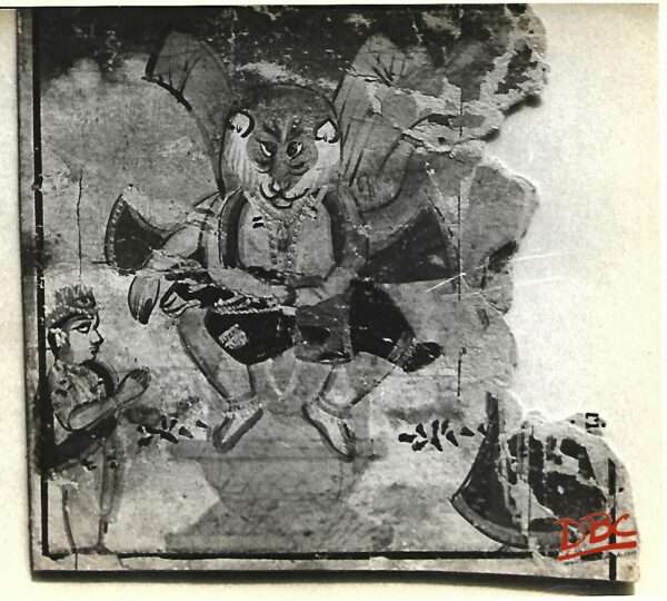 Painting Paper Rajasthan Seated Vishnu with Two Devotees