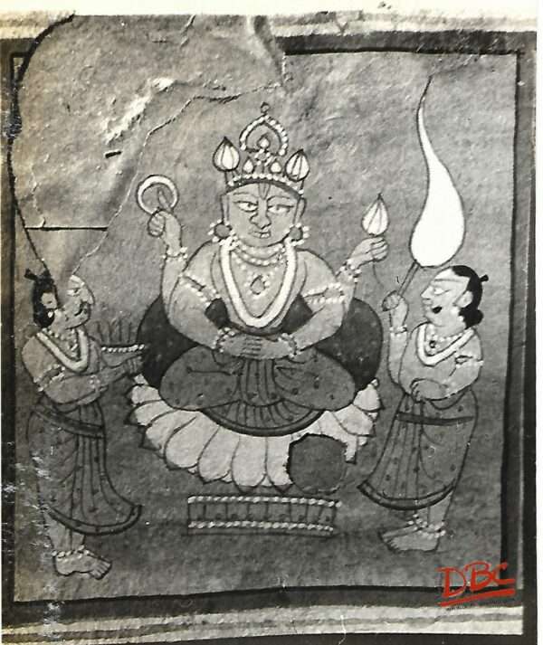 Painting Paper Rajasthan Vishnu  With Two Devtas