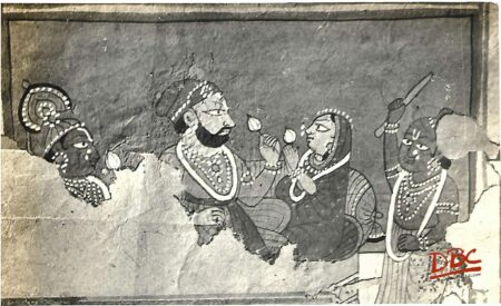 Paper Painting Rajasthan King And Shiv With Krishna (Left)