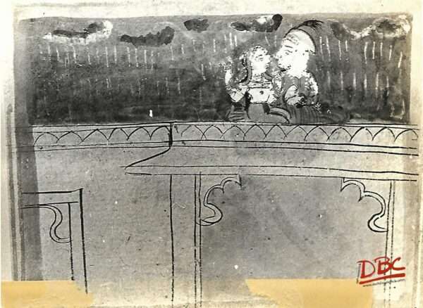 PAINTING PAPER RAJASTHAN COUPLE ON ROOF