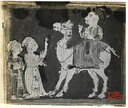 PAINTING PAPER RAJASTHAN CAMAL RIDING ON TWO MEN