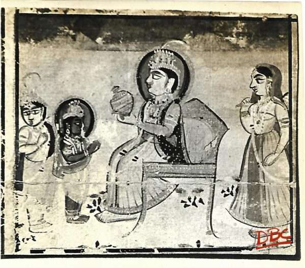 PAINTING PAPER RAJASTHAN STANDING KRISHNA BALARAMA WITH A KING AND QUEEN