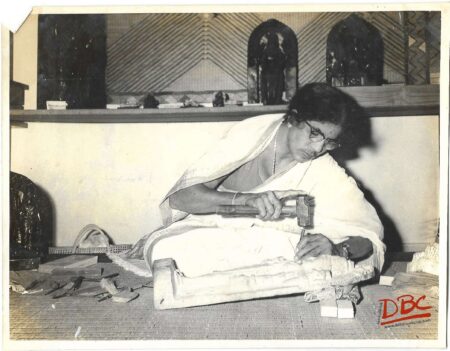 Miss J. Y. Devi Subhasni Devi (55 Years) Hammering on the Chisel for cutting Extra Postions
