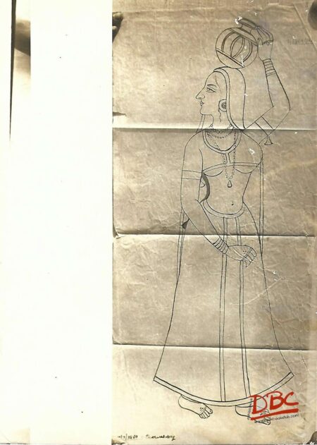Rajasthan Lady with pot on load  Traeing paper design