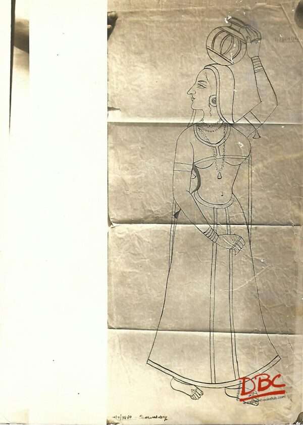 Rajasthan Lady with pot on load  Traeing paper design