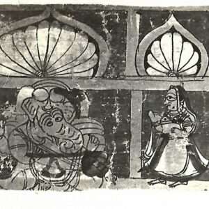 Rajasthan Painting on cloth folk Ganesh with three females