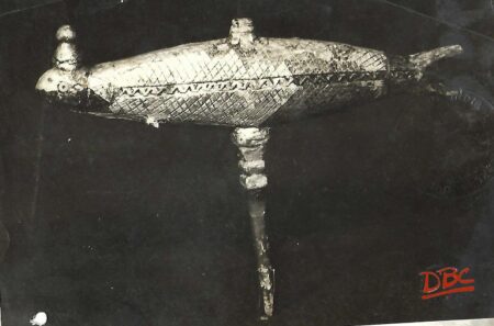 Fish shaped wooden, Silver plated tobacco container