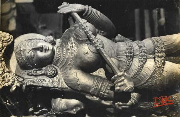 kambhokonam ramaswamy temple close up of a female musiume from the mandapa