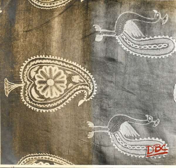 TEXTILE PIECE SHOWING EMBD PEACOCKS AND KALKAS