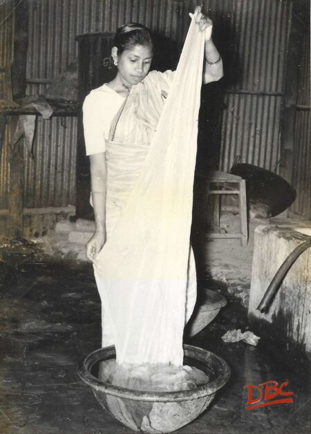 process of dyeing by a woman