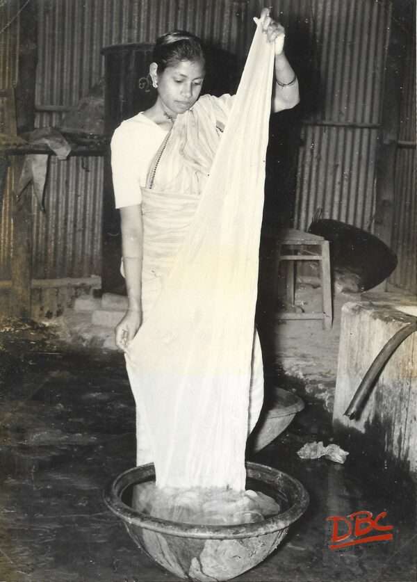 process of dyeing by a woman