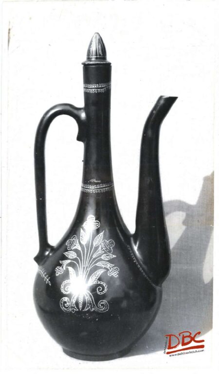laxquer water jug with white floral design
