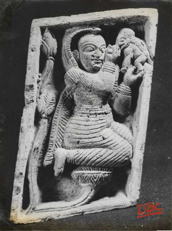 Ashutosh Museum : Calcutta Terracotta Plawue Depicting A Woman Holding on Elephant