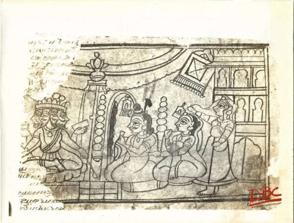 Painting Black & White Skete Rajasthan Devotees in Front of Braahama