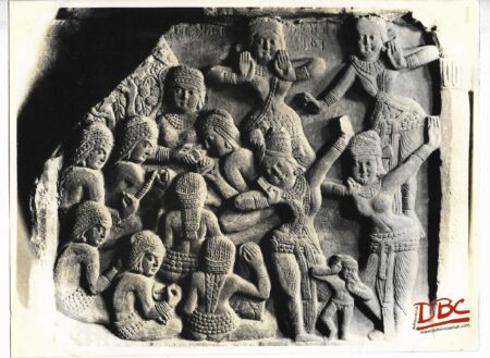 Bharhut Gate : Prasenjit Pillar Lower Bas Relief Dance Scene Outer Face
