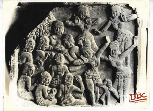 Bharhut Gate : Prasenjit Pillar Lower Bas Relief Dance Scene Outer Face