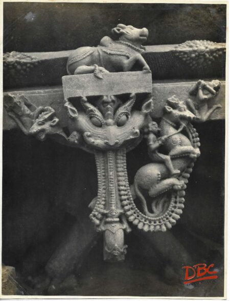Khajuraho Museum - Close up of a Pandent on the Base of Mahavir Image