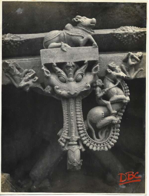 Khajuraho Museum - Close up of a Pandent on the Base of Mahavir Image
