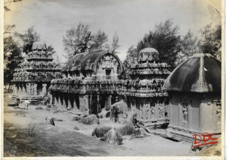 Mahabalipuram - Eastern View of the Pandava Rathas
