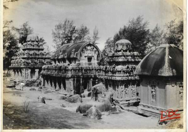 Mahabalipuram - Eastern View of the Pandava Rathas