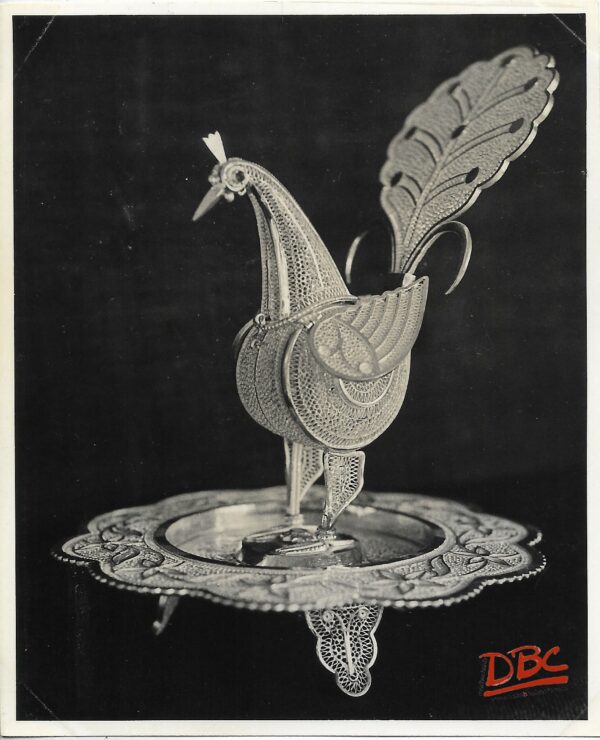 A Peacock Standing on a Star - Shaped Tray Jali Work in Silk