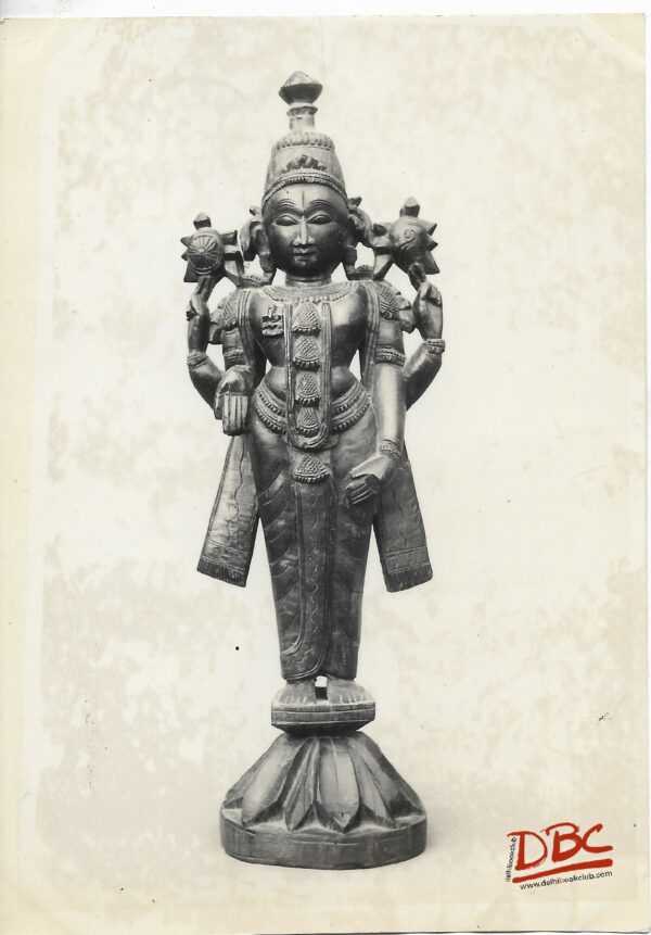 Lord Vishnu Standing on a Lotus - Wood