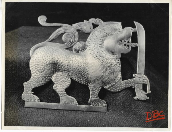 Brass Plaque Lion Holding Sword (Ceylon)