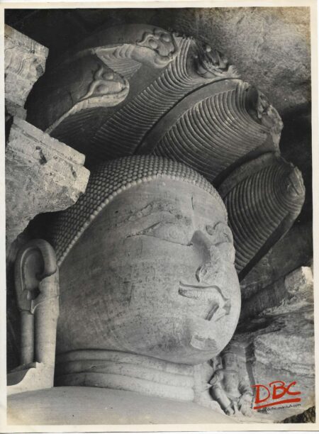 Gwalior Marimare Cave : Head of a Jain Image with Serpent Hood