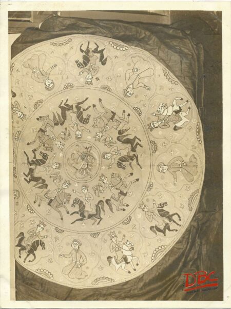 Textile (Table Cover)With Horse Riders in Ressam Style Cotton