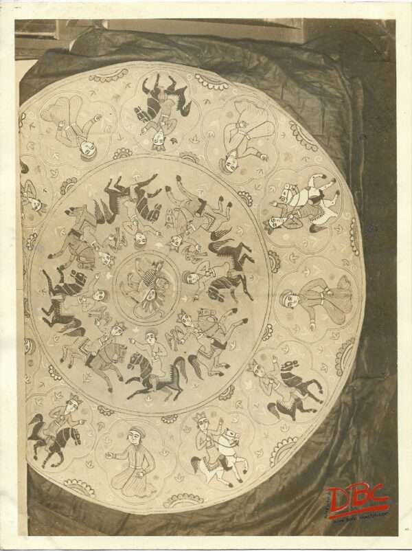 Textile (Table Cover)With Horse Riders in Ressam Style Cotton