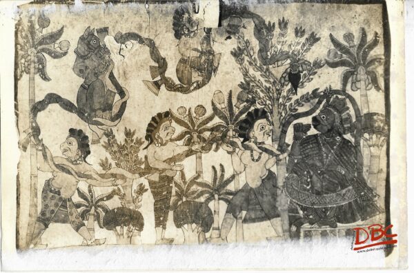 Cloth Woven Mored The Tail Hanumana Painting Folk Ramayana (Maharashtra)