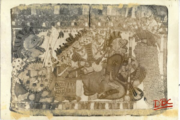 Angadh Conveys Rama's Wessape To Ravana Painting Folk Ramayana (Maharasthra)