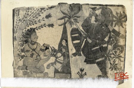 Hanumana Sees Indraji; Angadh In Fire Worship Painting Folk Ramayana (Maharashtra)