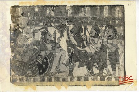 Injured Laskmana Coming to Rama Painting Folk Ramayana (Maharashtra)