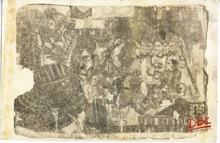 Worship of Lord Shiva Painting Folk Ramayana (Maharashtra)