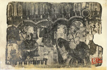 Visramitra Meets Dosaratha Painting Folk Ramayana (Maharashtra)
