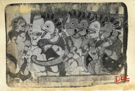 Surpankha Explaing Her Tragedy Painting Folk Ramayana (Maharashtra)