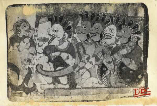 Surpankha Explaing Her Tragedy Painting Folk Ramayana (Maharashtra)