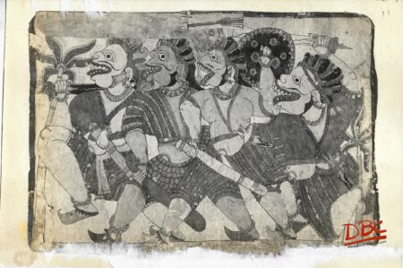 March of Demon For Revenge Painting Folk Ramayana (Maharashtra)