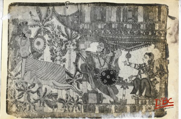Battle of Marich and Rama Painting Folk Ramayana (Maharashtra)