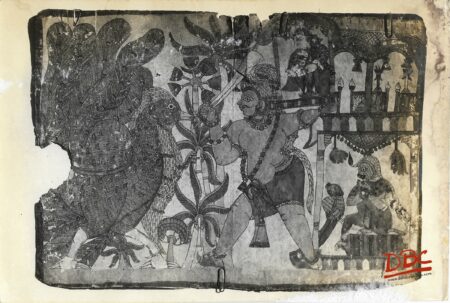 Gifht of Jatayh And Ravana Painting Folk Ramayana (Maharashtra)
