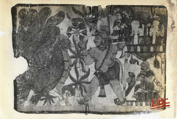 Gifht of Jatayh And Ravana Painting Folk Ramayana (Maharashtra)