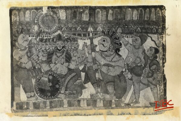 Ravana Was told to About Hanumana Painting Folk Ramayana (Maharashtra)