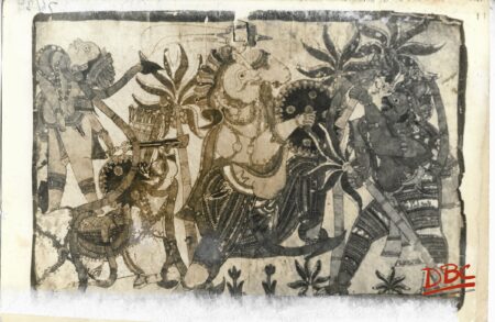 Hanumana and His  Mighty Tail Painting Folk Ramayana (Maharashtra)