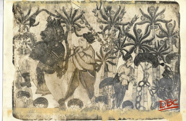 Purohita of Ravana Meets Hanumana Painting Folk Ramayana (Maharashtra)