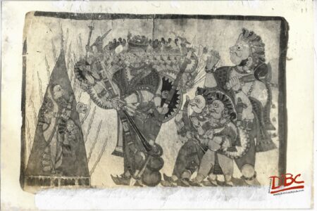Ravana Witness the Sati Site of Sulvehana Painting Folk Ramayana (Maharashtra)