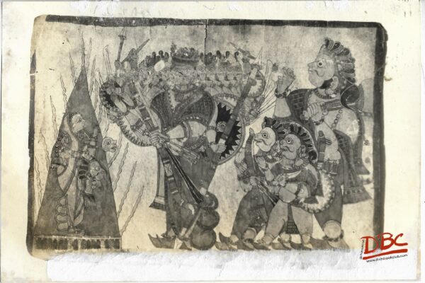 Ravana Witness the Sati Site of Sulvehana Painting Folk Ramayana (Maharashtra)